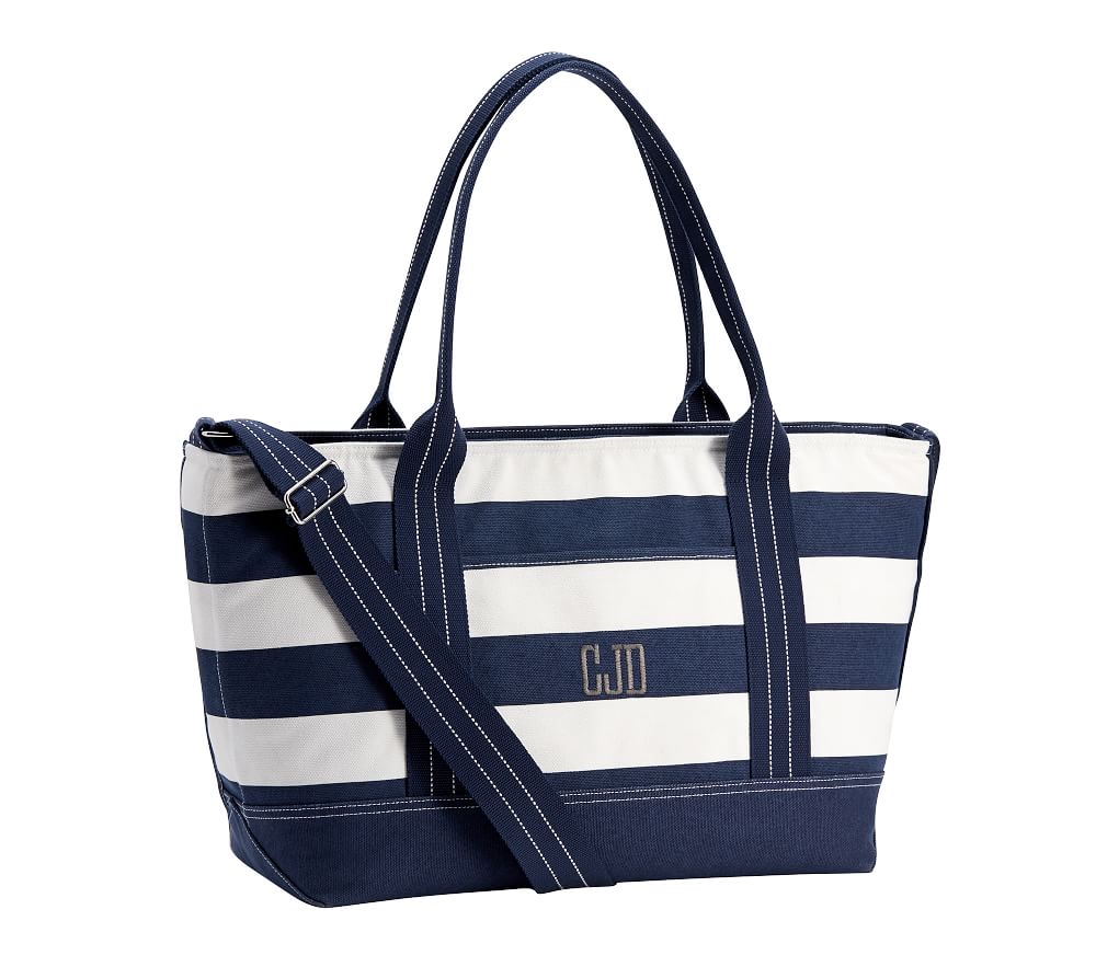 Mark & Graham x pbk Navy Rugby Stripe Cooler Tote